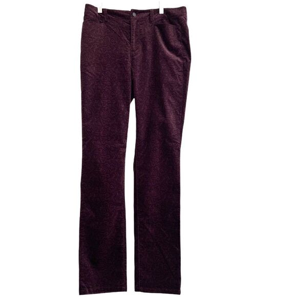 Talbots Heritage Burgundy Damask Velvet Pants Size 8 - Picture 2 of 7